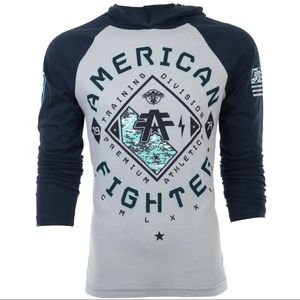 American Fighter Mens Long Sleeve Hoodie RICHMOND Shirt Premium Grey